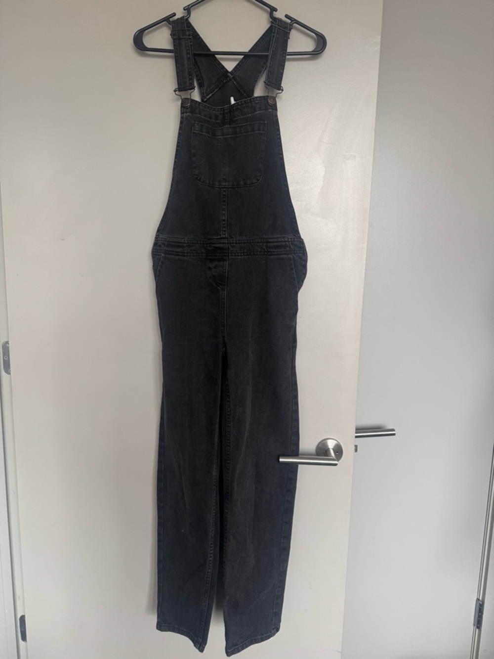 ASOS black denim overalls with side zippers size 0